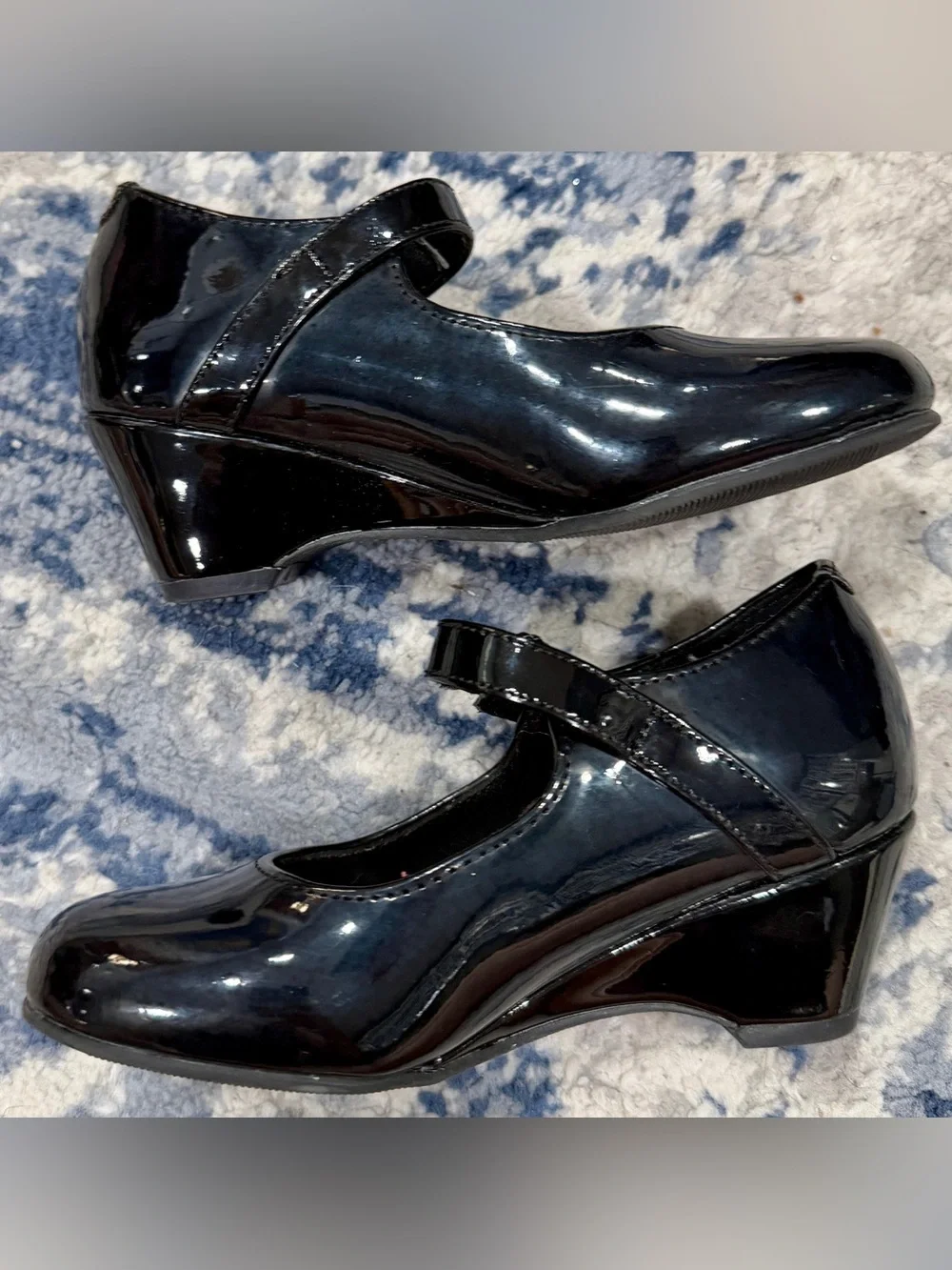 Christie & Jill Girls' Black Patent Mary Jane with Rhinestone Buckle